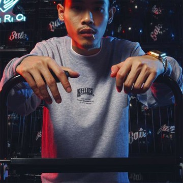 Battles 純棉毛圈薄款印花基礎美式休閑式套頭圓領衛衣