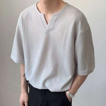 🔥免運 台灣現貨🔥男生T恤 V領短袖 韓系上衣 透氣短袖 素色T恤 休闲短T 百搭上衣 时尚短袖 居家打底衫 高品質