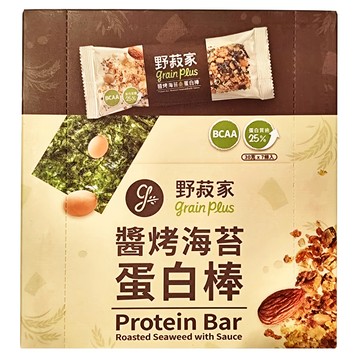 grain plus 野菽家 穀物蛋白棒 醬烤海苔 7條裝 含BCAA 蛋白質含量超過25%  210g  1盒