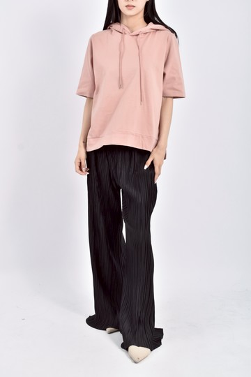 (M) 23区 Vingt trois arrondissements棉質純棉連帽粉色短袖上衣