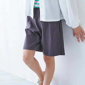 日本 devirock - 超彈力定番色休閒短褲-灰紫