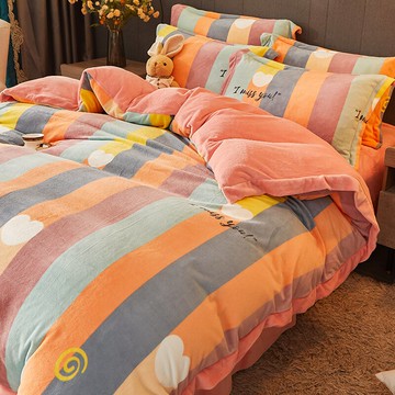 加厚牛奶珊瑚絨四件套雙面保暖法蘭絨被套冬季法萊加絨床單套件冬