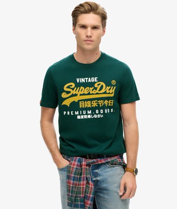 Superdry Men's Duo Vintage Logo T-shirt Green Size: M