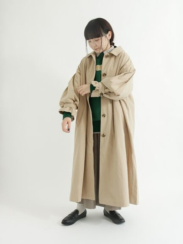 長版蓬袖翻領純棉大衣外套(FL23L0Z0180) - Samansa Mos2