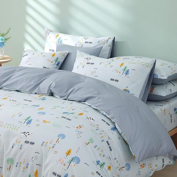 鴻宇 100%美國棉 薄被套/兩用被套 小農場藍