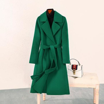 2025年新款時尚雙面羊毛大衣女中長款秋冬裝修身顯瘦純色呢子外套