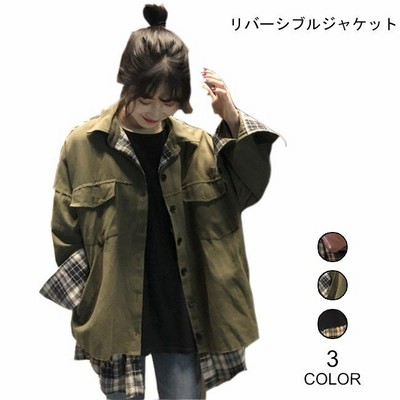 リバーシブルジャケット レディース ゆったり ジャケット チェック柄 リバーシブル ジャンパー 女性 アウター 春秋 スプリング 通販 Lineポイント最大get Lineショッピング