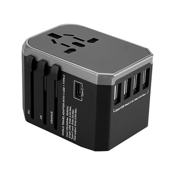 BESTHOT 8A國際萬國旅行插頭 4USB+TYPE-C -銀白色