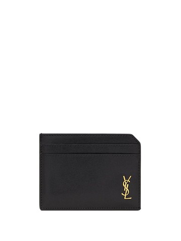 Saint Laurent - Tiny Cassandre leather cardholder - men - CALFSKIN/Metal - One Size - Black
