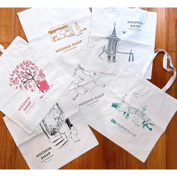 外貿日單手繪MOOMIN姆明時尚印花旅行帆布包環保購物袋托特包