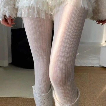【蜜糖の褲襪】臺灣出貨微透奶白色麻花連褲襪秋冬微壓襪子女美腿襪純欲甜美白絲打底褲