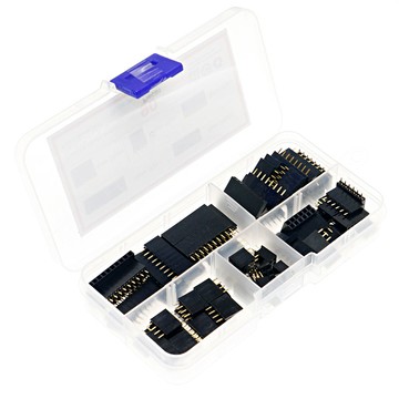 90個5種規格排針插座母座2.54mm單排母座連接器1X4/6/8/10P套件