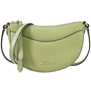 MICHAEL KORS DOVER 經典荔枝皮革斜背半月包.草綠