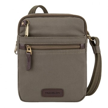 《TRAVELON》Courier帆布四層防盜斜背包(棕) | 側背包 斜背包 背帶包 防割防搶