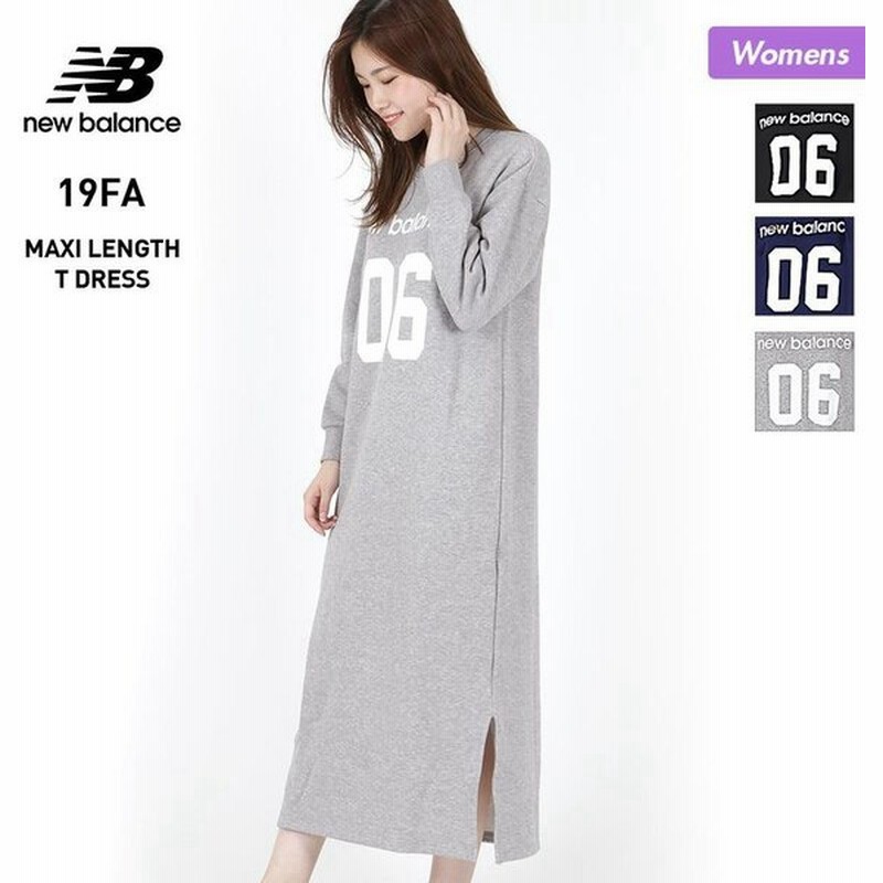 New Balance ニューバランス レディース ワンピース マキシ丈 ロゴ 長袖 カットソー Awd 通販 Lineポイント最大0 5 Get Lineショッピング