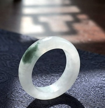 冰種飄藍花翡翠戒指戒圈 | 國際10圍 | 天然緬甸玉翡翠A貨 | 送禮