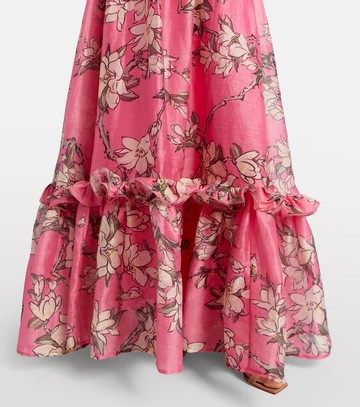 Leo Lin Isabelle floral ruffled linen-blend gown