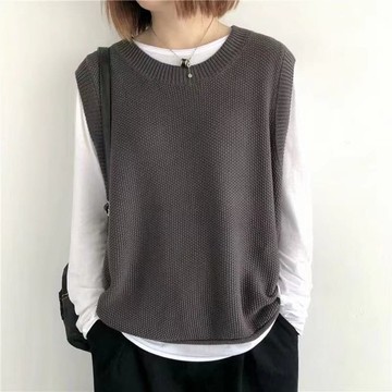【百搭系列】靈韻之心寬鬆圓領針織背心