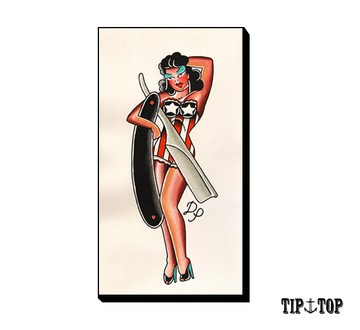 Tip Top Tattoo Parlor Canvas Giclee (All American Girl) 畫報女郎油畫布板畫作