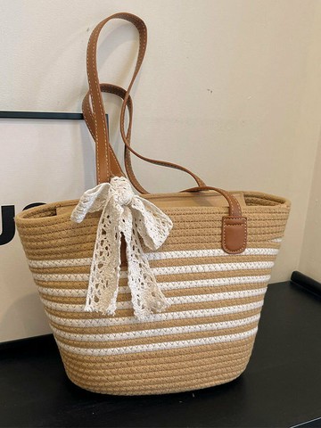夏天海邊度假草編包女2025新款大容量托特包百搭單肩通勤包沙灘包