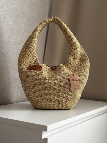 鉤織拉菲草包，Lunarcat 香蕉包，手工鉤織包