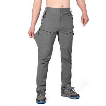 四面彈工裝速干褲男春夏輕薄戶外多口袋透氣防曬登山運動快干褲