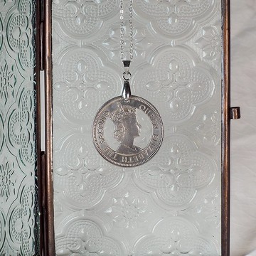 香港大一元硬幣 英女皇頭像剪影頸鏈