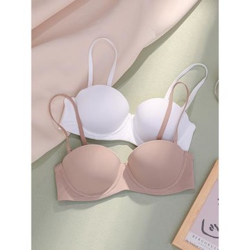 無痕光面內衣女小胸聚攏定型性感上托半杯文胸罩防下垂有軟鋼圈夏