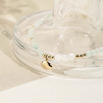 奶油家族奶油麵包系列-檸檬小子的天然葡萄石純銀手鍊