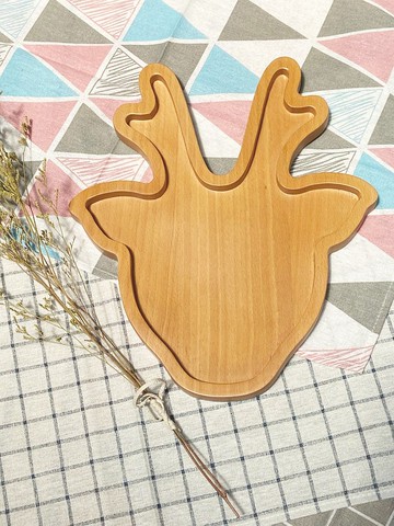 原木木作可愛動物餐盤 - 馴鹿款