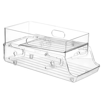 收納部屋 雙層飲料架  小(34 x 17 x 9.5~14.5cm)  透明色  1個