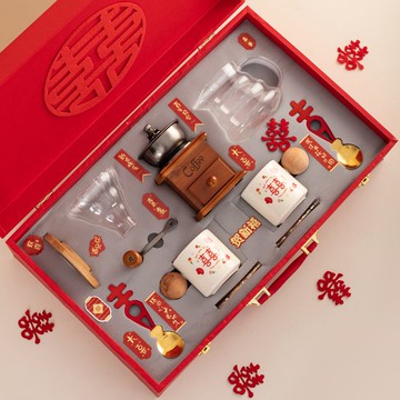 文創結婚 精緻結婚禮物 結婚賀禮手沖咖啡套裝禮盒結婚禮物新人閨蜜新娘訂婚禮品新婚高級伴手禮00021