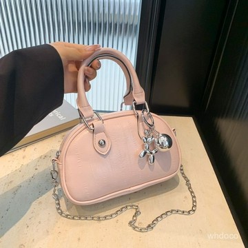👜 卿選好物 👜高級感小衆保齡球包包女2024新款潮單肩斜挎包粉色流行手提小圓包