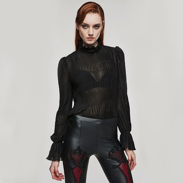 森林女巫荷葉立領透視上衣 / 寬鬆版型