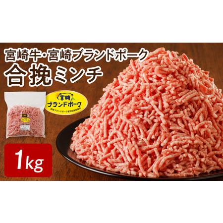 ふるさと納税 宮崎牛 宮崎ブランドポーク 合挽ミンチ 1kg　N061-ZA382 宮崎県延岡市