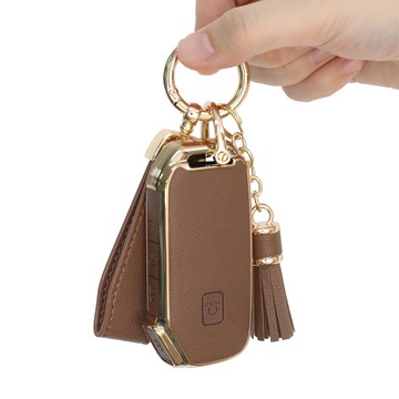 DAEHAN AUTOMOBILE 汽車皮革鑰匙包 鑰匙圈 鑰匙扣  駝色  Kia 5按鍵/KN-CKAC