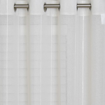Geneva Grommet-Top Stripe Eyelet Ready Made Curtain,140x220, Ivory