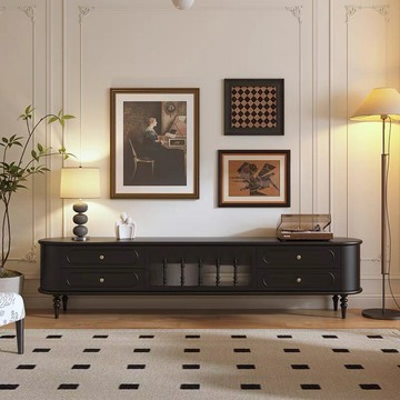 免運/公司貨 電視櫃 原木電視櫃 實木電視櫃 斗櫃 櫃子 法式復古實木電視柜黑色美式客廳家用儲物收納電視機柜地柜中古風 可開發票 全館五折 工廠現貨直銷 新品特價 z10234