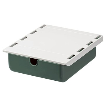 品屋 桌下收納盒 隱藏抽屜 雜物整理盒 磨砂PS材質 免釘安裝  蒼竹綠  1個