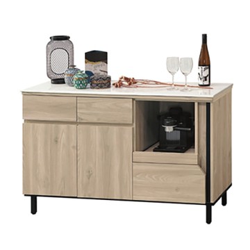 【綠活居】阿巴丹  現代4尺雲紋石面餐櫃/收納櫃-120x41x79.5cm免組