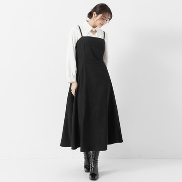 可調式磨毛斜紋吊帶洋裝 MISS