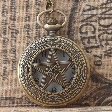 復古翻蓋石英懷表學生兒童鏤空時尚星星五角星掛表