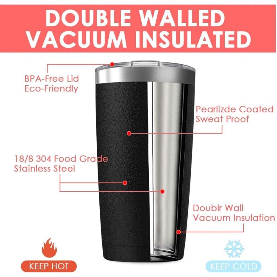 Deitybless 20oz Tumbler Vacuum Insulated Travel Mug with Lids, Stainless St