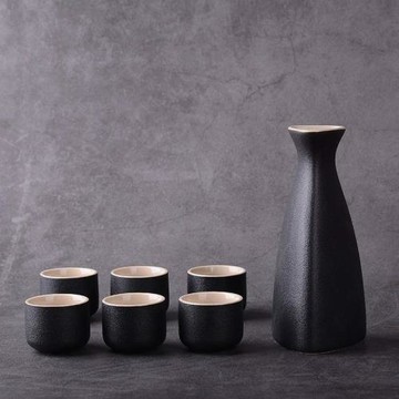 日式和風酒具套裝 仿古白酒酒器陶瓷黃酒黑粗陶 清酒具 廠家批發