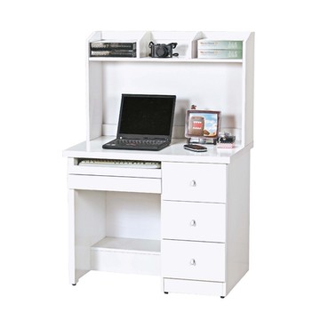 文創集 路可3尺三抽鍵盤式書桌組合-90x60x135cm免組