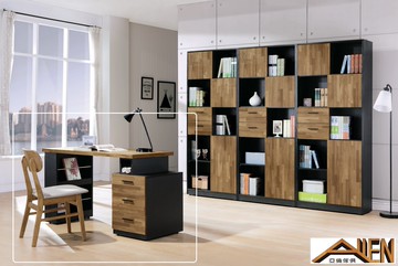 亞倫傢俱*科龍立體木紋4尺伸縮書桌組