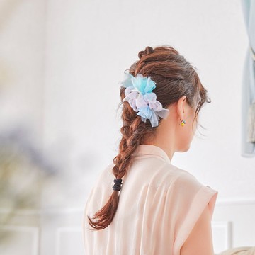 迷你 | 美人魚 | 點亮造型的咲き編み (Saki-ami) 按壓式髮夾/髮夾