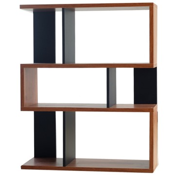 [ 家事達 ] SA-2183BB: 厚板三層收納展示書櫃(工業胡桃風+黑色)