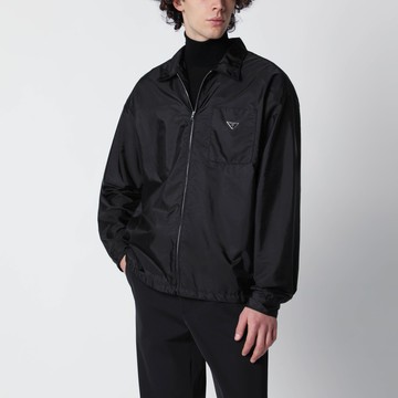 Black Re-Nylon zip-up overshirt