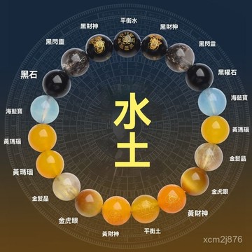 🙏🏻紫南宮過爐 開光🔥八月初更新-五行缺補喜用水土手鏈男女款天然水晶財神多寶手串平衡能量飾品 HTEF
